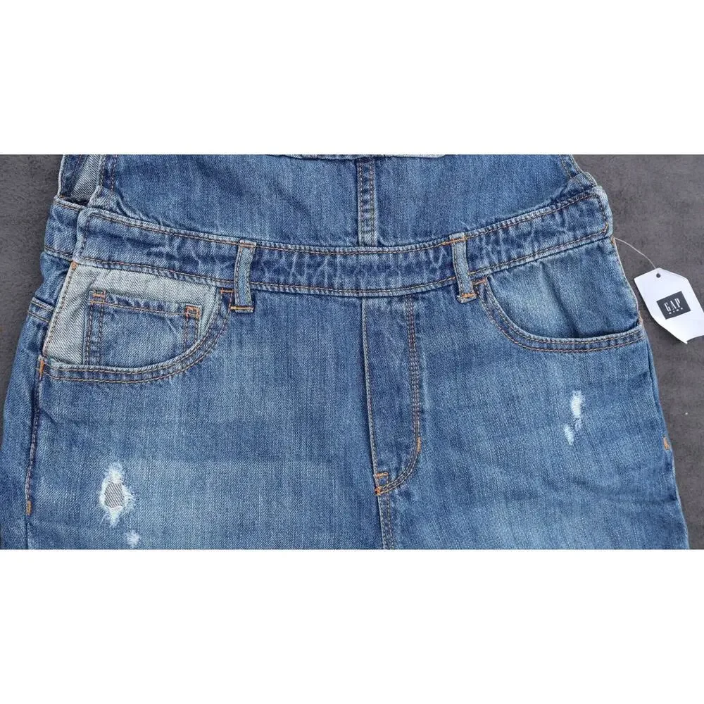 GAP denim overalls girls size XXL Inseam 28”. Unique and Distressed